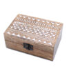 White Washed Wooden Box - 6x4 Aztec Design  (WWIB-06)