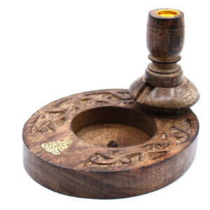 Sm Mango Wood Backflow Burner - Brass Buddha  (WBF-04)