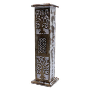 White Washed Incense Holder - Smoke Tower  (WWIH-04)