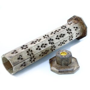 Hexagonal Incense Tower Smoke Box - Mango Wood  (ISH-96M)