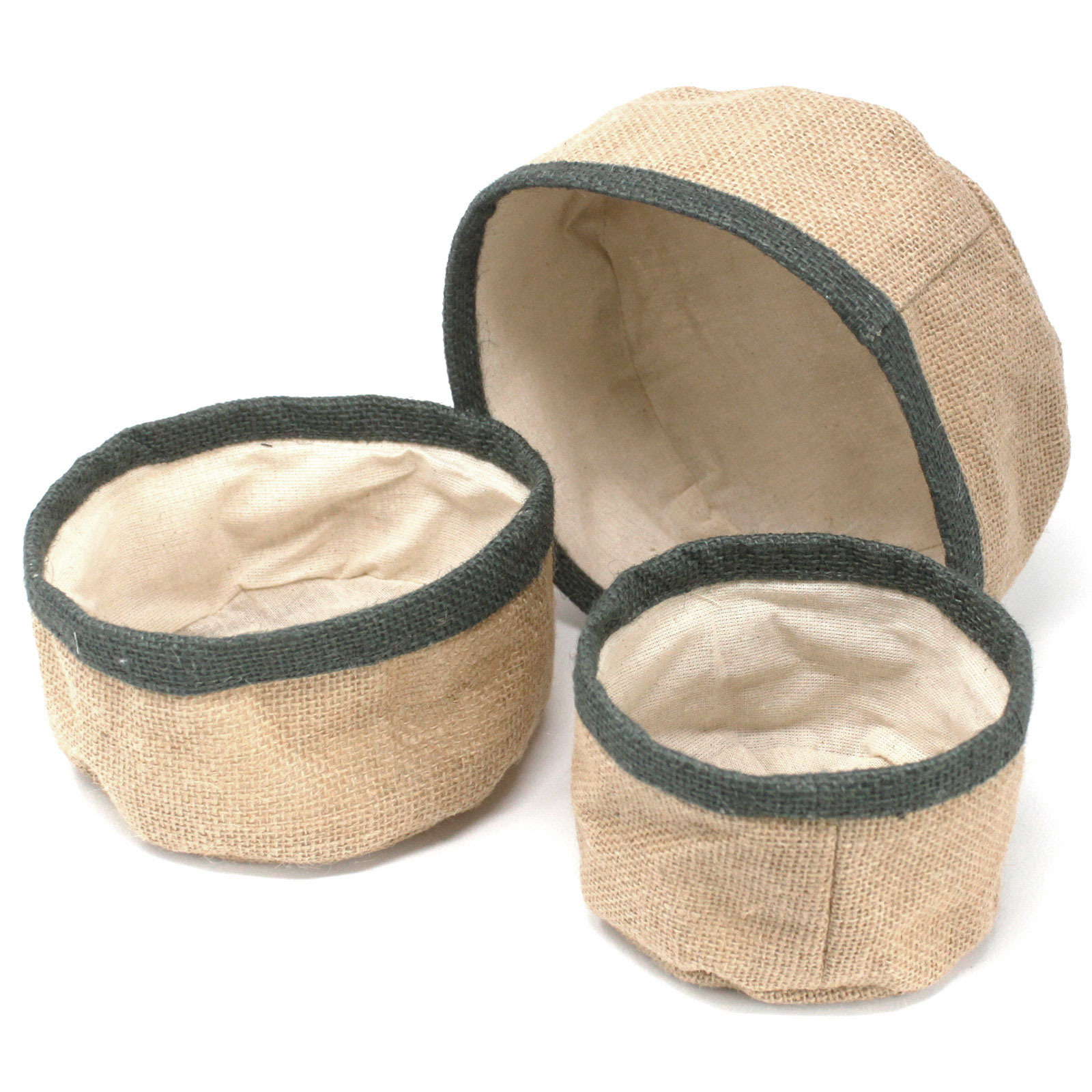 Set of 3 Natural Jute Baskets - Charcoal  (NATJB-01)