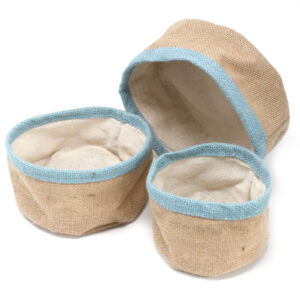 Set of 3 Natural Jute Baskets - Teal  (NATJB-03)