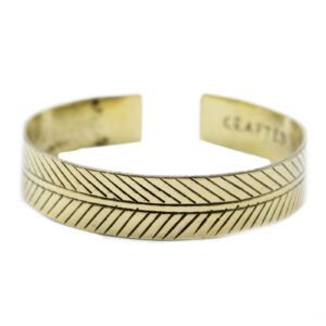Brass Tibetan Bracelet - Wide Tribal Leaf (TMB-05)
