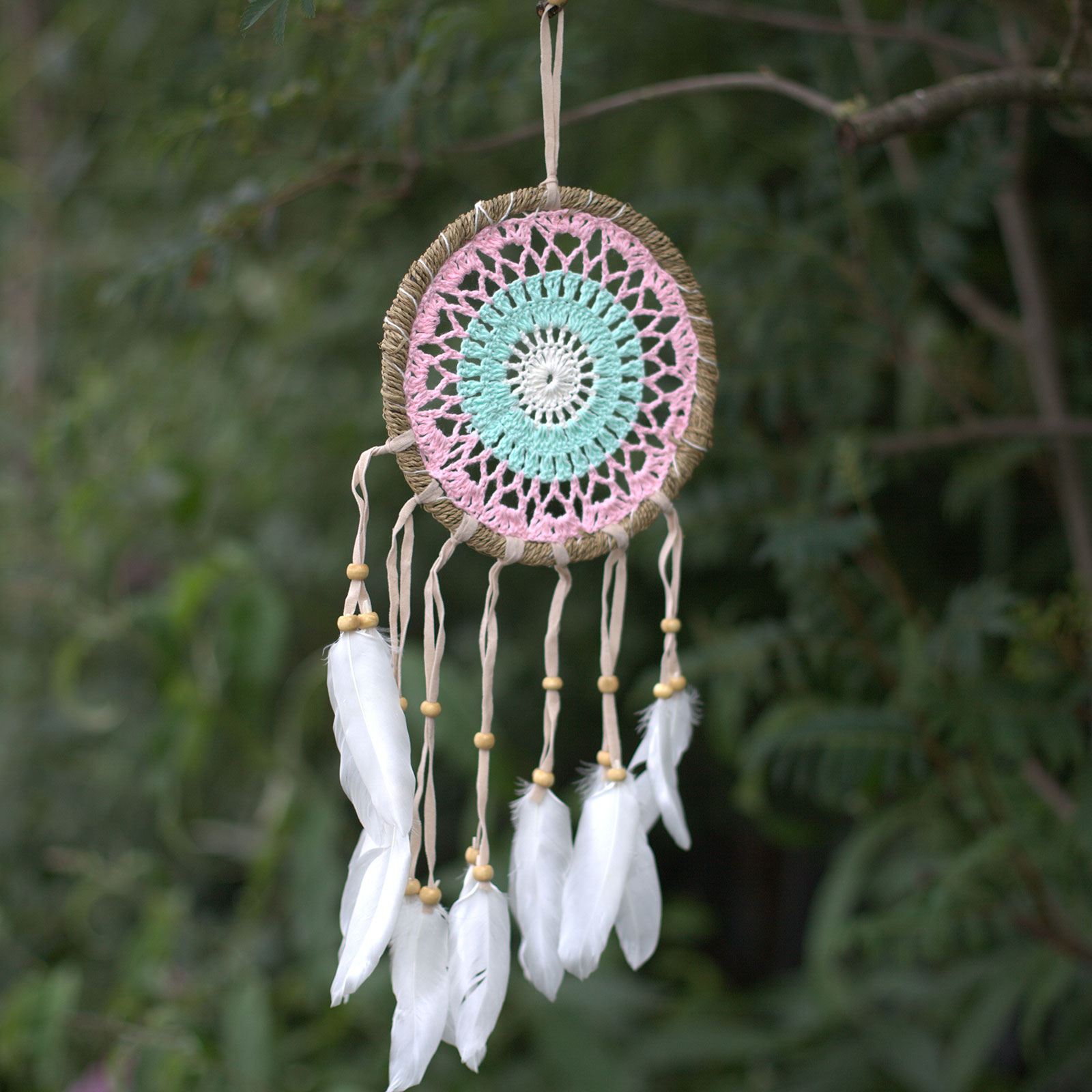 Pastel Pink Macramé Dream Catcher 16cm (asst colours)  (DSMDC-05)