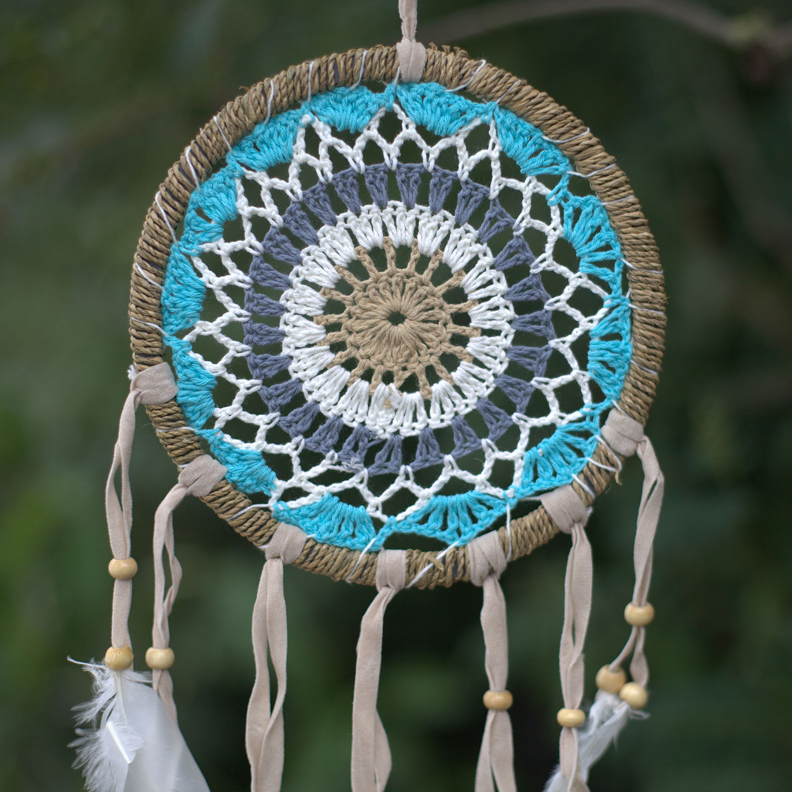 Pastel Blue Macramé Dream Catcher 16cm (asst colours)  (DSMDC-06)