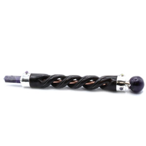Spiral Carving Healing Wand - Copper Pipe Amethyst  (HWand-54)