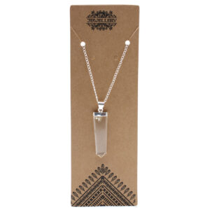 Gemstone Flat Pencil Pendant - Rock Quartz  (GPJ-06)
