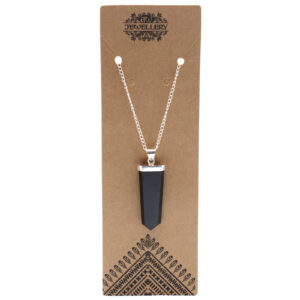 Gemstone Flat Pencil Pendant - Black Agate  (GPJ-10)