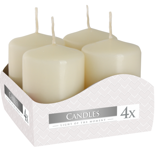 Set of Pillar Candles 40x60mm (4 pieces) - Ivory (PC-01)