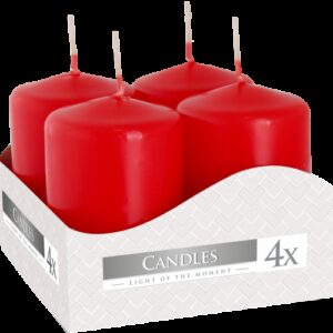 Set of Pillar Candles  40x60mm (4 pieces) - Red  (PC-02)