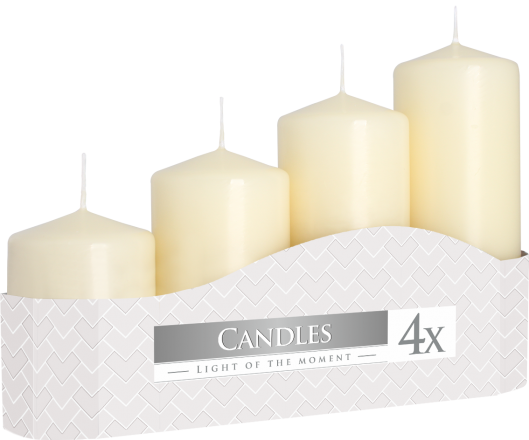 Set of Pillar Candles 50mm (11/16/22/33H) (4 pieces) - Ivory (PC-05)