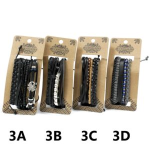 Mens Bracelet Sets - Black & Macho (asst)  (MBS-03)