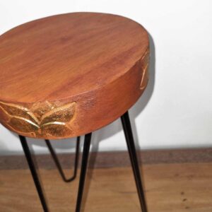 Albasia Wood Plant Stand - Terracotta & black detail  (HPS-02)