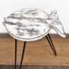 Albasia Wood Fish Stand - Whitewash  (HPS-05)