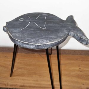 Albasia Wood Fish Stand - Greywash  (HPS-08)