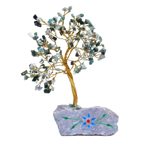 Moss Agate Gemstone Tree - 160 Stones (IGemT-11)