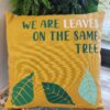 Printed Cotton Cushion Cover - We are Leaves - Yellow  (CushN-02A)