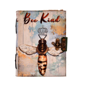 Leather "Bee Kind" Deckle-edge Notebook (7x5")  (LBN-23)