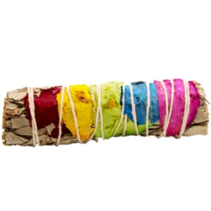 Smudge Stick - 7 Chakras Rose Petals Sage 10 cm (Chakra)  (MSage-30)