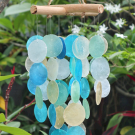 Blue & Pearl Driftwood Cross Chime  (Copi-05)