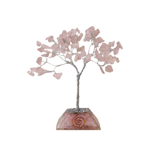 Gemstone Tree with Organite Base - 80 Stone - Rose Quartz (OGemT-03)