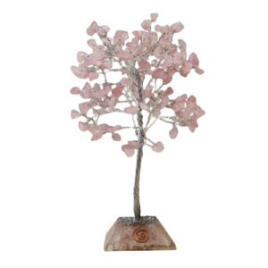 Gemstone Tree with Organite Base - 160 Stone - Rose Quartz (OGemT-07)
