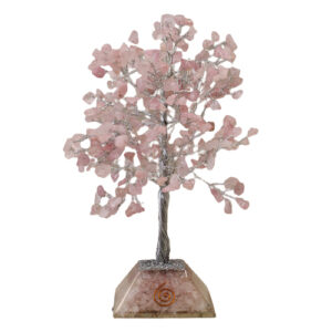 Gemstone Tree with Organite Base - 320 Stone - Rose Quartz  (OGemT-11)