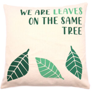 Printed Cotton Cushion Cover - We are Leaves - Natural  (CushN-02C)