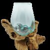 Molten Glass on Wood with Stand - Large Bowl  (MGW-19)