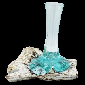 Molten Glass on Whitewash Wood - Vase - Small  (MGW-16)