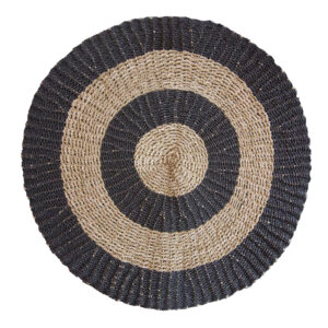Round Seagrass Black & Tan - Circles - 1m  (SGR-03)