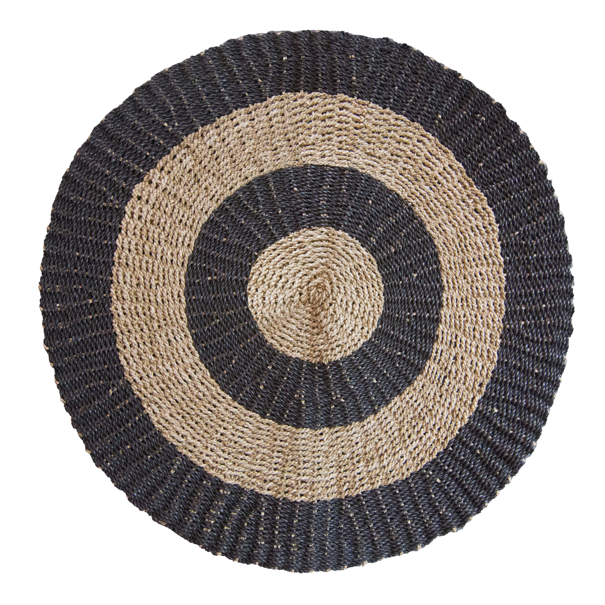 Round Seagrass Black & Tan - Circles - 1m  (SGR-03)