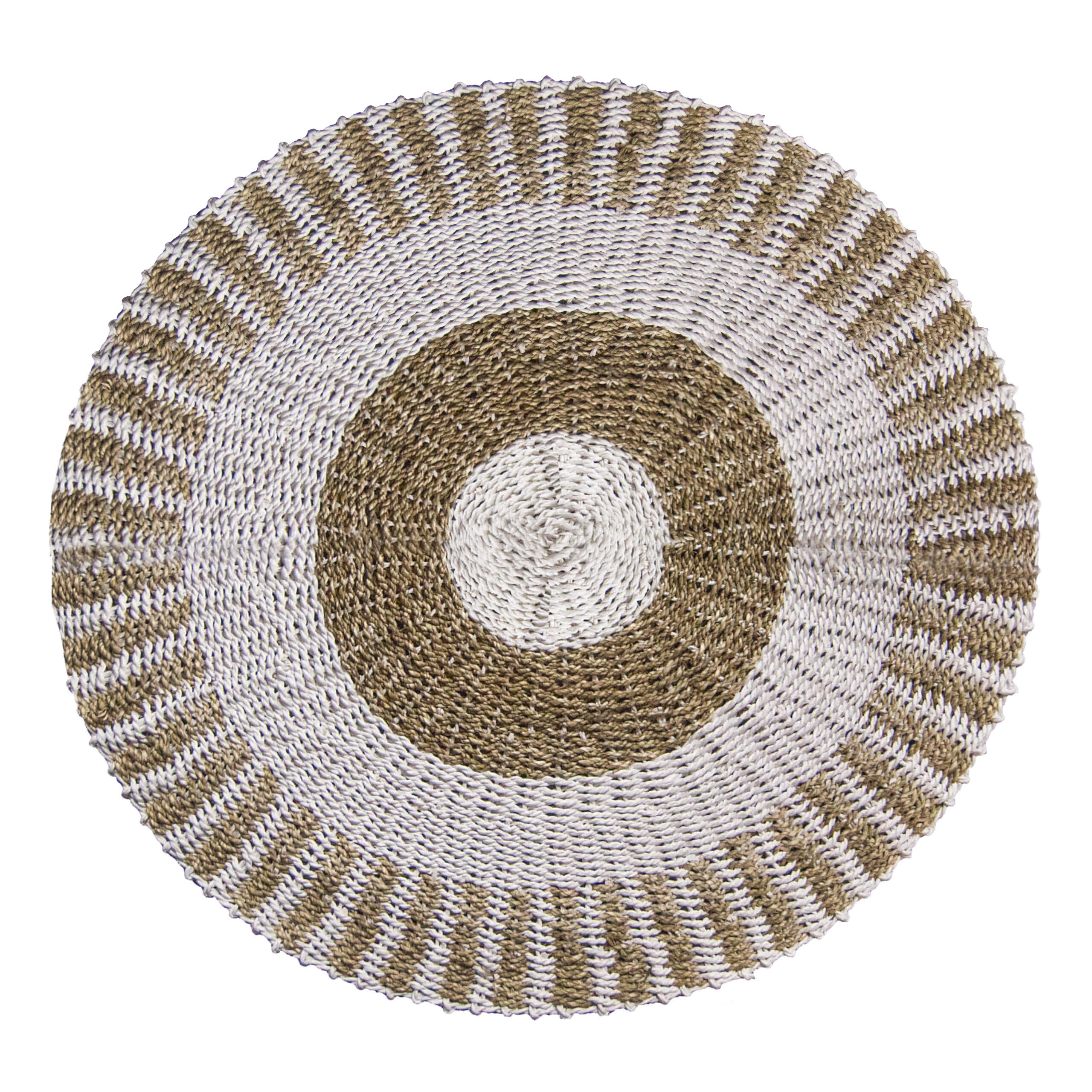 Round Seagrass White & Tan - Sun - 1m  (SGR-01)