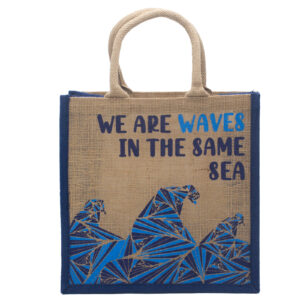 Printed Jute Bag - We are Waves - Natural  (PJB-01C)