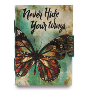 Leather "Never Hide Your Wings" Deckle-edge Notebook (7x5") (LBN-24)