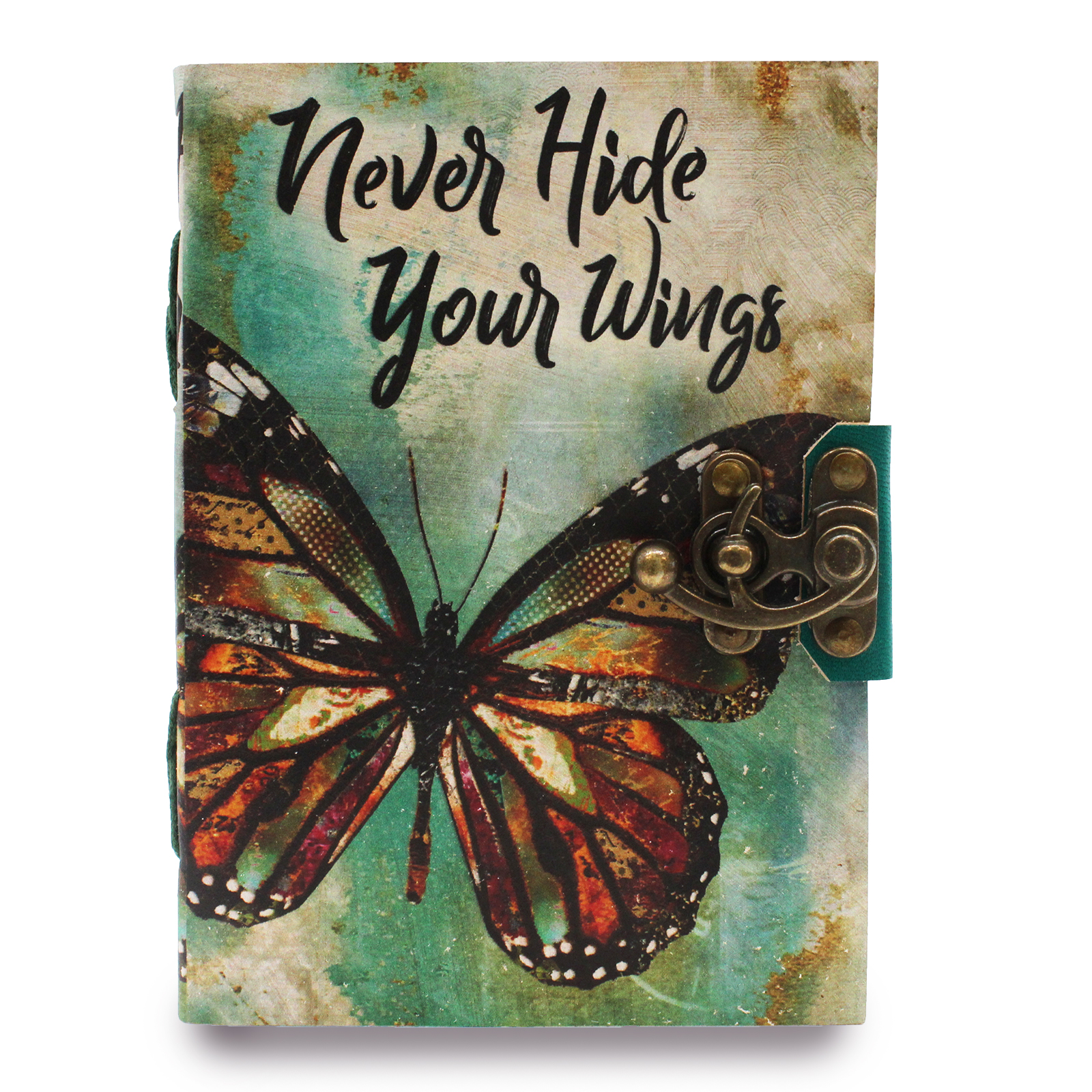 Leather "Never Hide Your Wings" Deckle-edge Notebook (7x5")  (LBN-24)