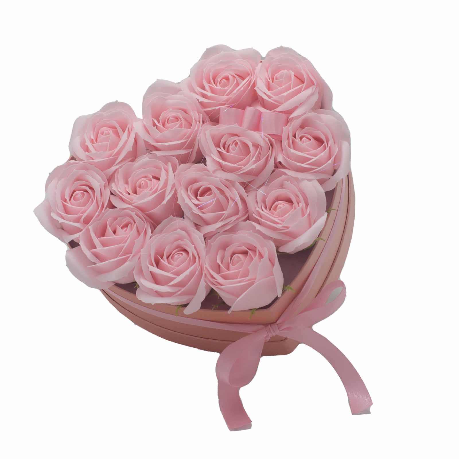 Soap Flower Gift Bouquet - 13 Pink Roses - Heart  (GSFB-05)