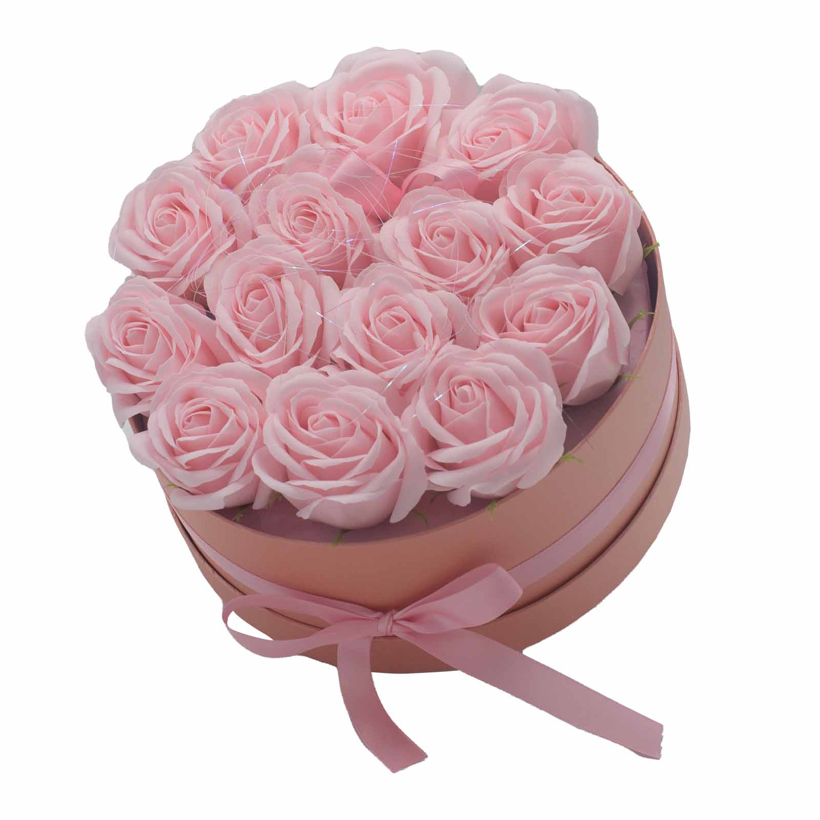Soap Flower Gift Bouquet - 14 Pink Roses - Round  (GSFB-06)
