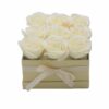 Soap Flower Gift Bouquet - 9 Cream Roses - Square  (GSFB-07)