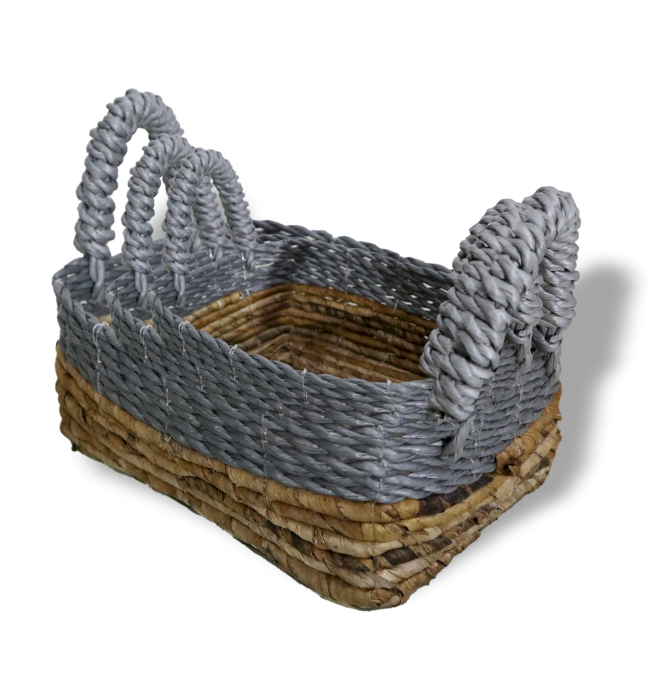 Banana Leaf & Abu-Abu Raffia Square Basket- Set of 3  (NBA-06)