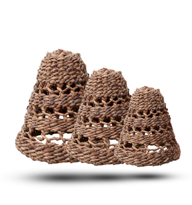 Natural Banana Leaf Lamp Shades - Set of 3 (NLAS-01)