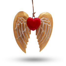 Gold Xmas Angel Wing & Heart - white detail  (WXD-04)
