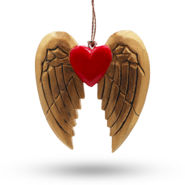 Gold Xmas Angel Wing & Heart - black detail  (WXD-03)