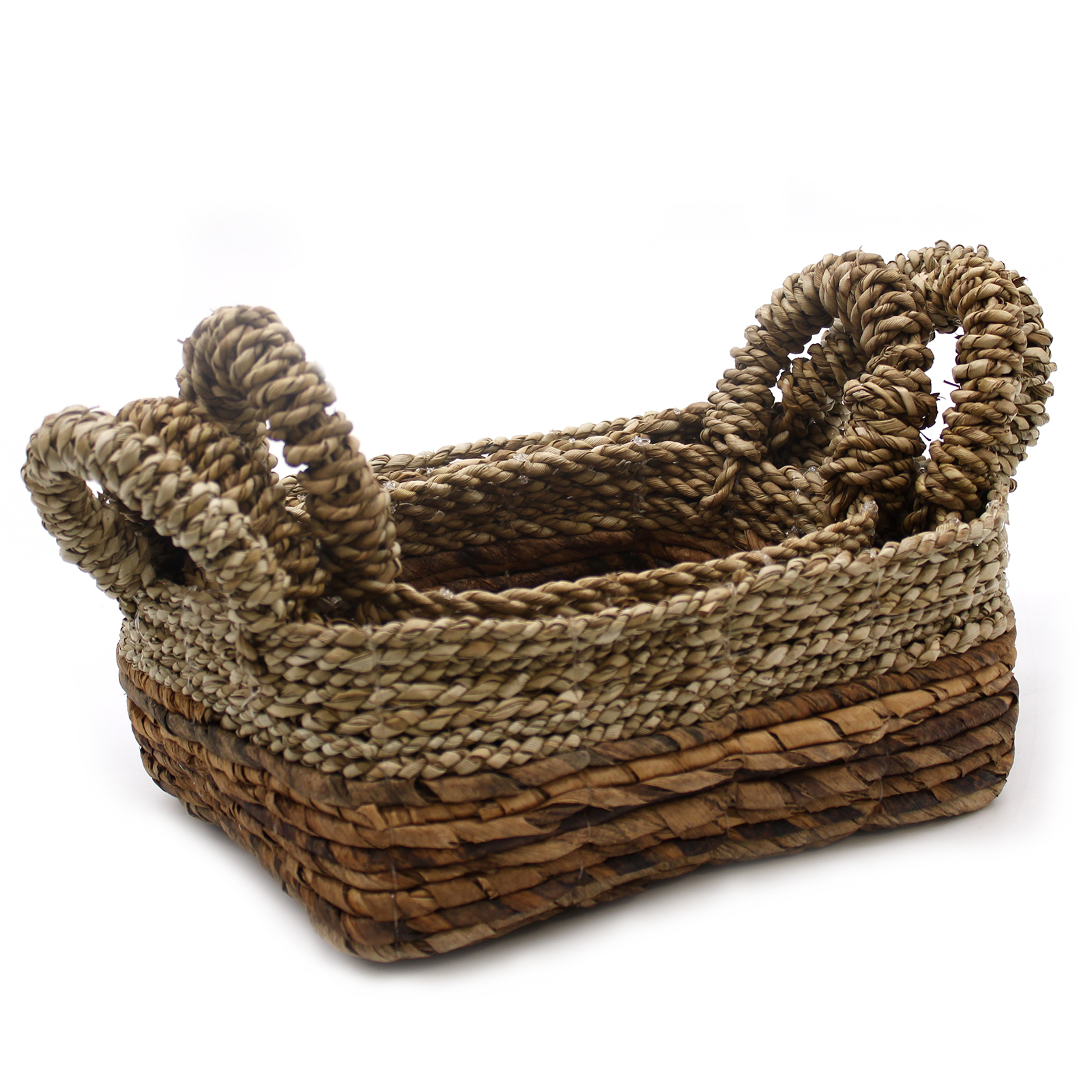Banana Leaf & Seagrass Square Basket- Set of 3  (NBA-04)