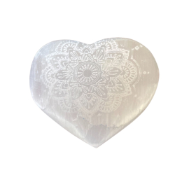 Selenite Heart - 7-8cm - Mandala Engraved  (SelW-17)