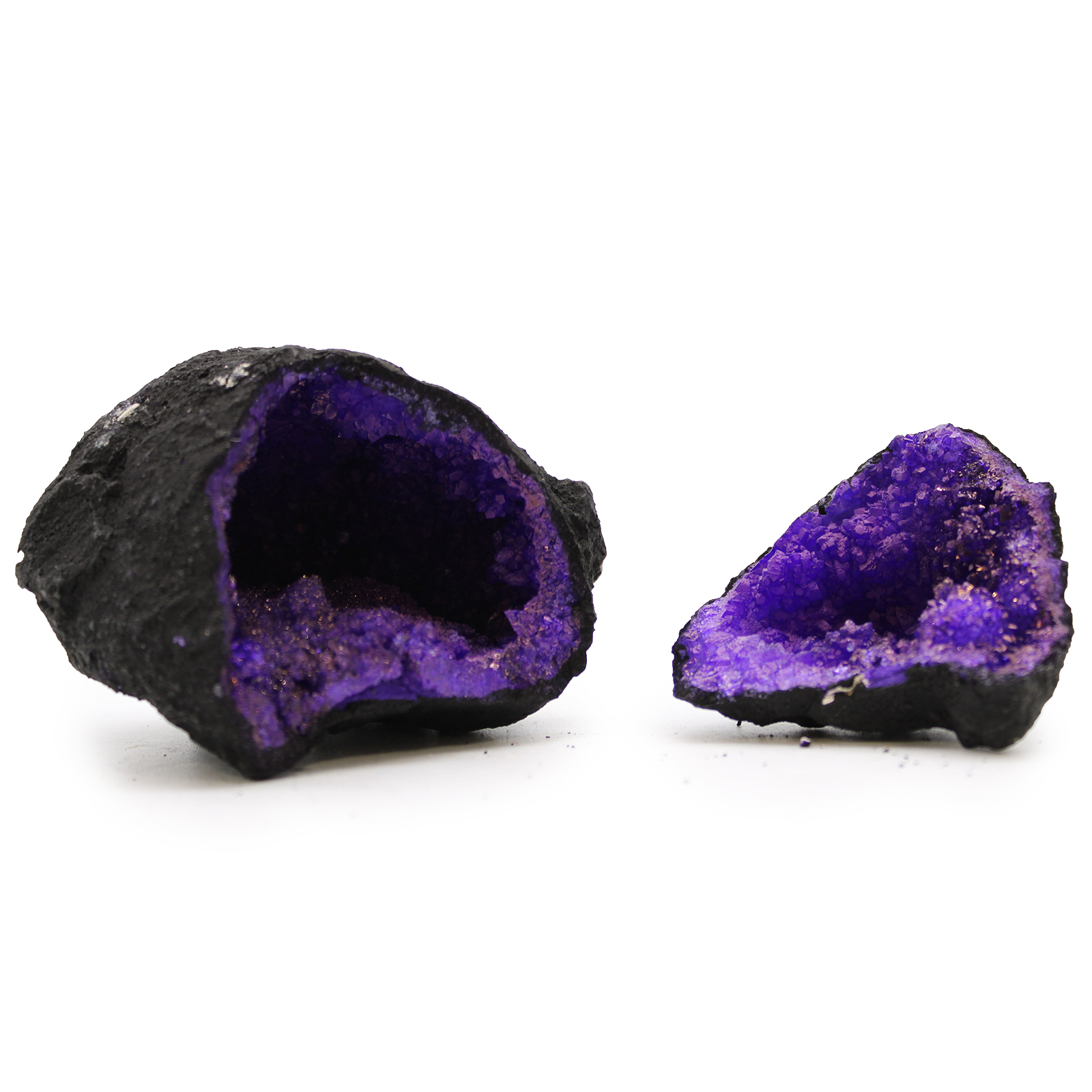 Coloured Calsite Geodes - Black Rock - Purple  (CCGeo-02)