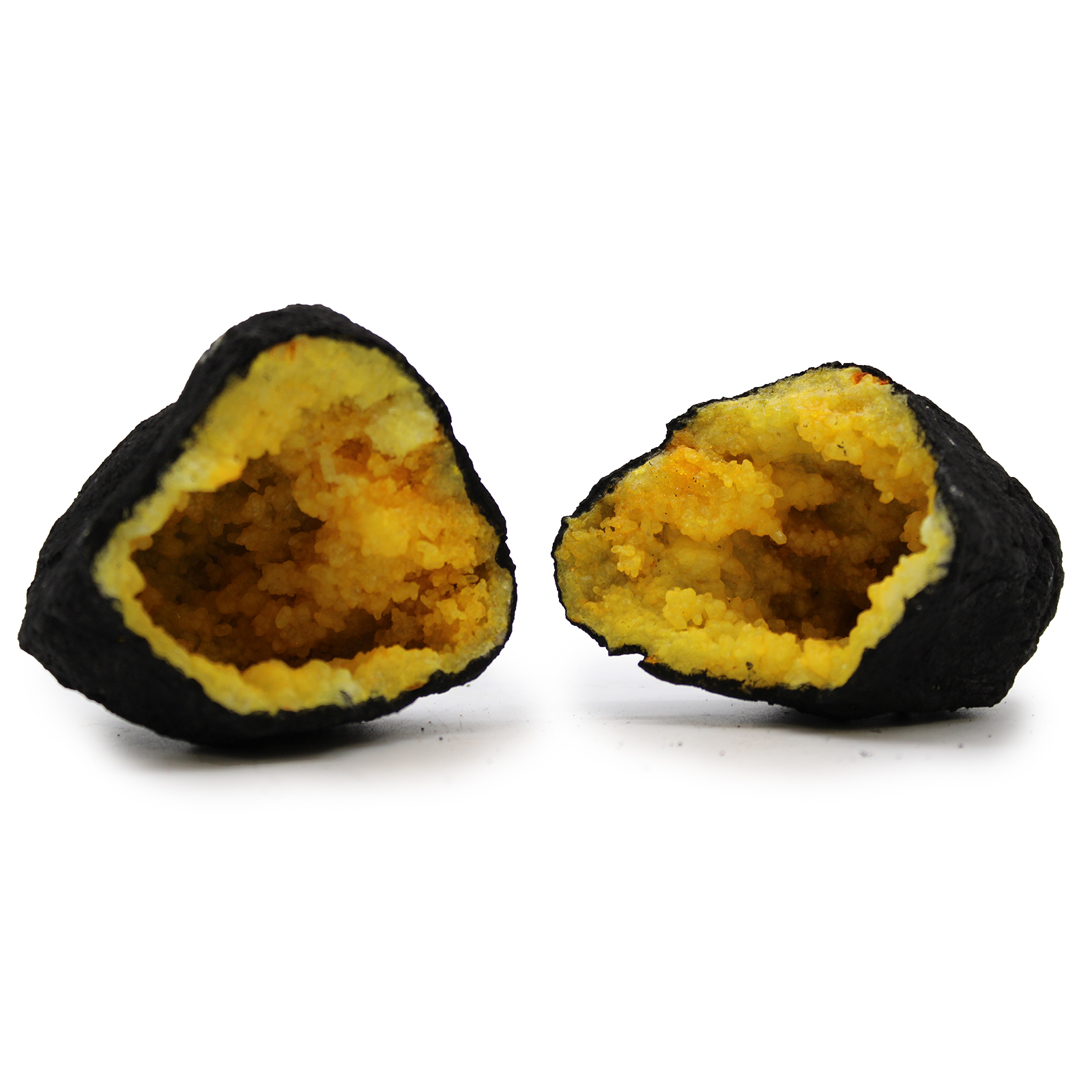 Coloured Calsite Geodes - Black Rock - Yellow  (CCGeo-03)