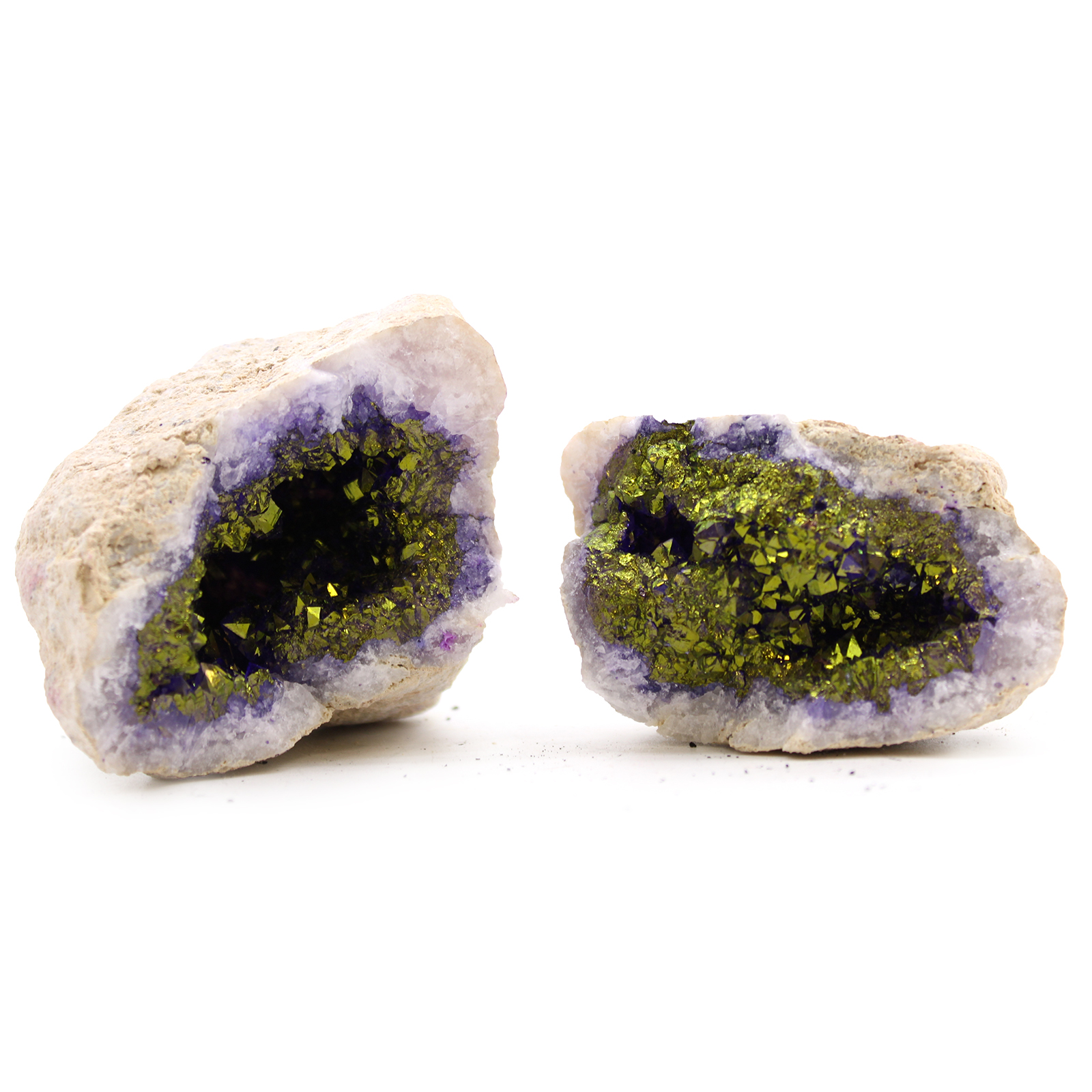 Coloured Calsite Geodes - Natural Rock - Purple & Gold  (CCGeo-06)