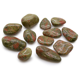 Bag of 12 Medium African Tumble Stones - Unakite (ATumbleM-11)
