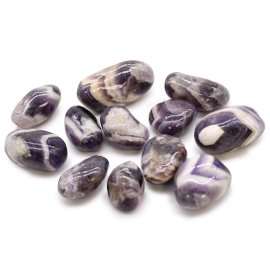 Bag of 12 Medium African Tumble Stones - Amethyst - Chevron (ATumbleM-12)